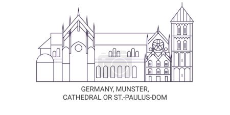 Illustration for Germany, Munster,Cathedral Or St.Paulusdom travel landmark line vector illustration - Royalty Free Image