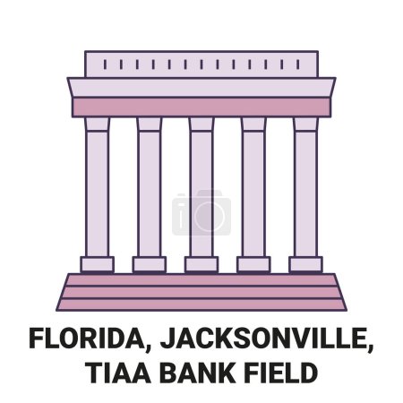 Téléchargez les illustrations : États-Unis, Floride, Jacksonville, Tiaa Bank Illustration vectorielle de ligne de voyage sur le terrain - en licence libre de droit