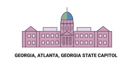 Ilustración de Estados Unidos, Georgia, Atlanta, Georgia State Capitol, línea de referencia de viaje vector ilustración - Imagen libre de derechos