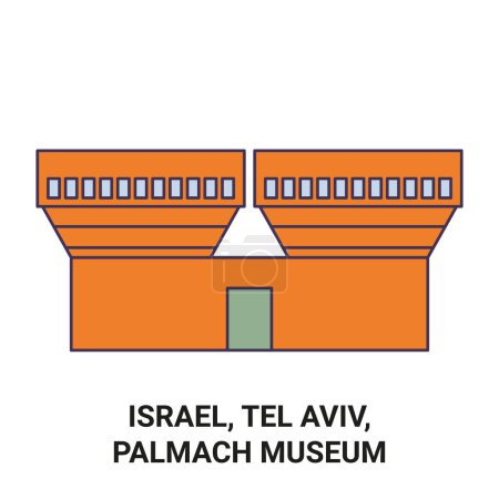 Ilustración de Israel, Tel Aviv, Palmach Museo de viaje hito línea vector ilustración - Imagen libre de derechos