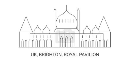 Illustration for England, Brighton, Royal Pavilion, travel landmark line vector illustration - Royalty Free Image
