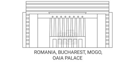 Illustration for Romania, Bucharest, Mogo, Oaia Palace travel landmark line vector illustration - Royalty Free Image