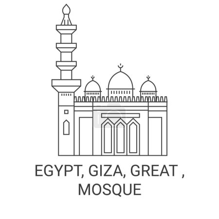 Ilustración de Egipto, Giza, Gran, Mezquita de viaje hito línea vector ilustración - Imagen libre de derechos