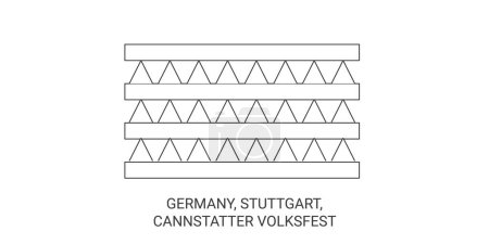Ilustración de Alemania, Stuttgart, Cannstatter Volksfest viaje hito línea vector ilustración - Imagen libre de derechos