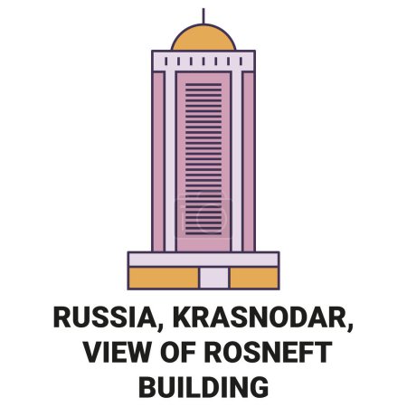 Ilustración de Rusia, Krasnodar, Vista de Rosneft edificio de viaje hito línea vector ilustración - Imagen libre de derechos