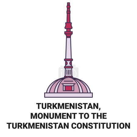 Ilustración de Turkmenistán, Monumento a la Constitución de Turkmenistán recorrido hito línea vector ilustración - Imagen libre de derechos