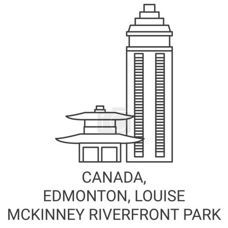 Ilustración de Canadá, Edmonton, Louise Mckinney Riverfront Park recorrido hito línea vector ilustración - Imagen libre de derechos
