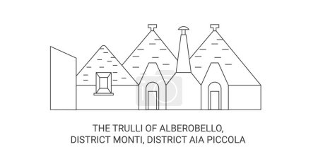 Illustration for Italy, The Trulli Of Alberobello travel landmark line vector illustration - Royalty Free Image