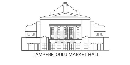 Illustration for Finland, Tampere, Oulu Market Hall, travel landmark line vector illustration - Royalty Free Image