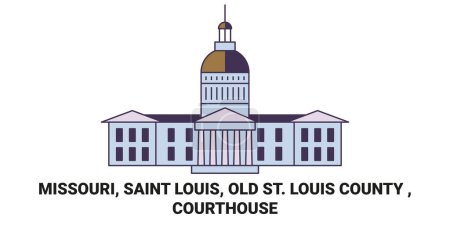 Ilustración de Estados Unidos, Missouri, Saint Louis, Old St. Louis County, Palacio de Justicia de viaje hito línea vector ilustración - Imagen libre de derechos