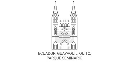 Illustration for Ecuador, Guayaquil, Quito, Parque Seminario travel landmark line vector illustration - Royalty Free Image
