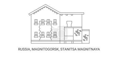 Ilustración de Rusia, Magnitogorsk, Stanitsa Magnitnaya, recorrido hito línea vector ilustración - Imagen libre de derechos