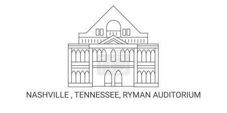Illustration for United States, Nashville , Tennessee, Ryman Auditorium, travel landmark line vector illustration - Royalty Free Image