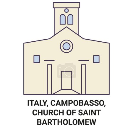Ilustración de Italia, Campobasso, Iglesia de San Bartolomé recorrido hito línea vector ilustración - Imagen libre de derechos
