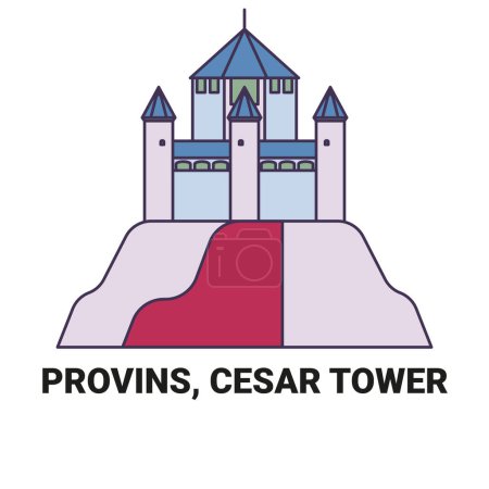 Illustration for France, Provins, C, Sar Tower travel landmark line vector illustration - Royalty Free Image