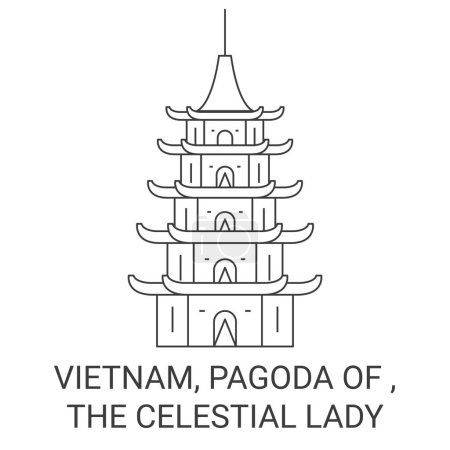 Illustration for Vietnam, Pagoda Of , The Celestial Lady travel landmark line vector illustration - Royalty Free Image