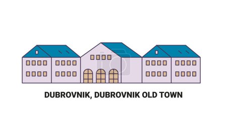 Ilustración de Croacia, Dubrovnik, el casco antiguo de Dubrovnik, la línea de referencia de viaje vector ilustración - Imagen libre de derechos