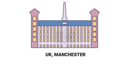 Ilustración de Inglaterra, Manchester viaje hito línea vector ilustración - Imagen libre de derechos