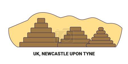 Ilustración de Inglaterra, Newcastle Upon Tyne recorrido hito línea vector ilustración - Imagen libre de derechos