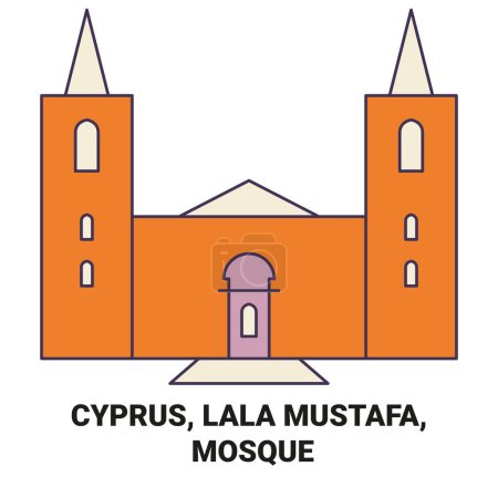 Ilustración de Chipre, Lala Mustafa, Mezquita de viaje hito línea vector ilustración - Imagen libre de derechos