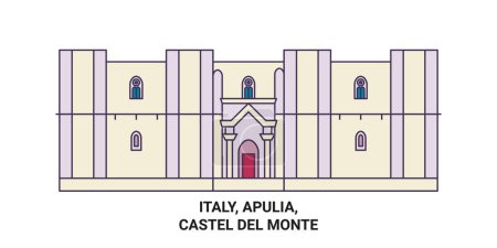 Ilustración de Italia, Apulia, Castel Del Monte, ilustración del vector de línea hito de viaje - Imagen libre de derechos