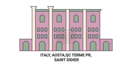 Illustration for Italy, Aosta,Qc Terme Pr, Saint Didier travel landmark line vector illustration - Royalty Free Image