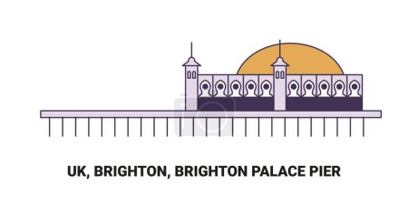 Illustration for England, Brighton, Brighton Palace Pier, travel landmark line vector illustration - Royalty Free Image