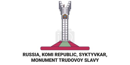 Illustration for Russia, Komi Republic, Syktyvkar, Monument Trudovoy Slavy travel landmark line vector illustration - Royalty Free Image