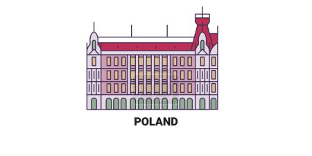 Illustration for Poland, D, travel landmark line vector illustration - Royalty Free Image