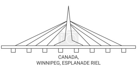 Téléchargez les illustrations : Canada, Winnipeg, Esplanade Illustration vectorielle de ligne de repère de voyage Riel - en licence libre de droit