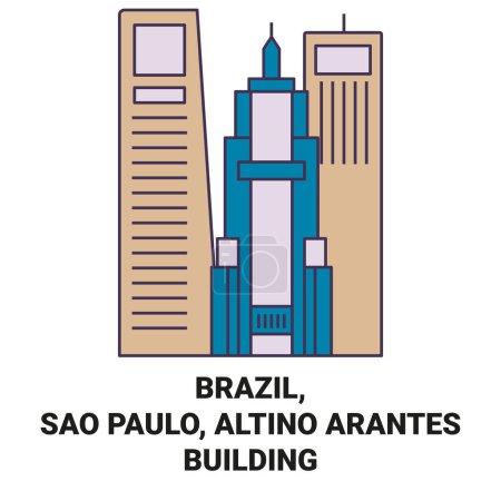 Illustration for Brazil, Sao Paulo, Altino Arantes Building travel landmark line vector illustration - Royalty Free Image