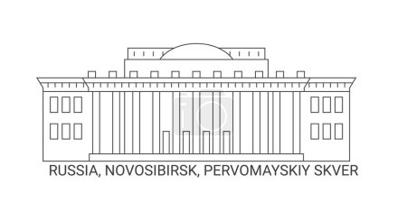 Ilustración de Rusia, Novosibirsk, Pervomayskiy Skver, recorrido hito línea vector ilustración - Imagen libre de derechos