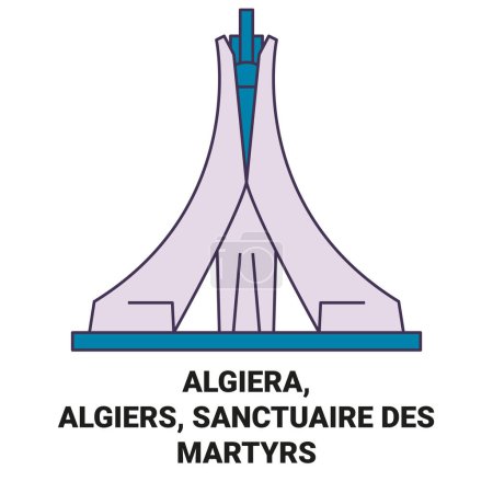 Ilustración de Argel, Argel, Sanctuaire Des Mártires recorrido hito línea vector ilustración - Imagen libre de derechos