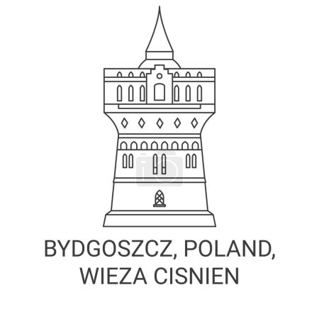 Illustration for Poland, Bydgoszcz, Wieza Cisnien travel landmark line vector illustration - Royalty Free Image