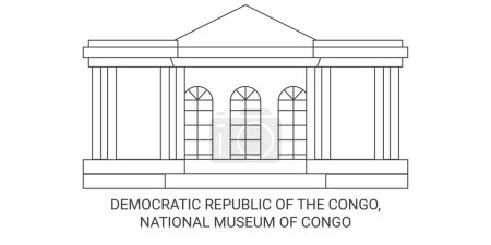 Ilustración de República Democrática del Congo, Museo Nacional del Congo recorrido hito línea vector ilustración - Imagen libre de derechos