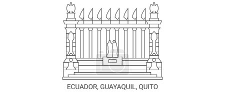 Illustration for Ecuador, Guayaquil, Quito, Malecn 000 travel landmark line vector illustration - Royalty Free Image