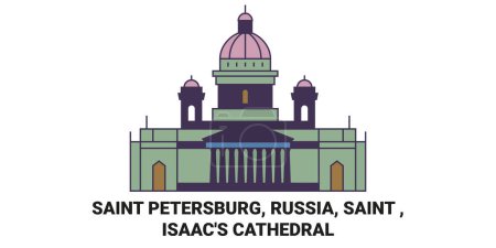 Illustration for Russia, Saint Petersburg, Saint , Isaacs Cathedral travel landmark line vector illustration - Royalty Free Image