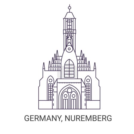 Téléchargez les illustrations : Allemagne, Nuremberg voyages point de repère illustration vectorielle ligne - en licence libre de droit