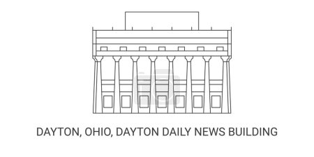 Ilustración de Estados Unidos, Dayton, Ohio, Dayton Daily News Building, ilustración de vectores de línea de referencia de viajes - Imagen libre de derechos