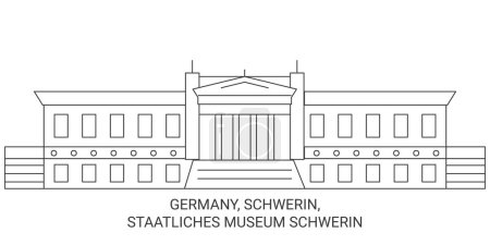 Illustration for Germany, Schwerin, Staatliches Museum Schwerin travel landmark line vector illustration - Royalty Free Image