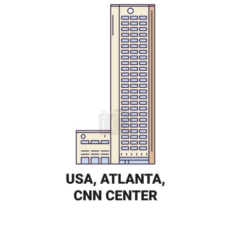 Ilustración de EE.UU., Atlanta, Cnn Centro de viaje hito línea vector ilustración - Imagen libre de derechos