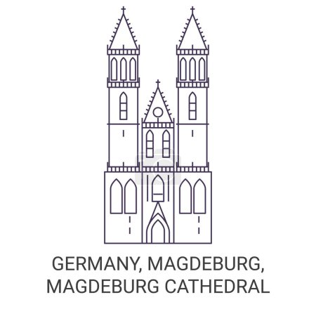 Ilustración de Alemania, Magdeburgo, Catedral de Magdeburgo recorrido hito línea vector ilustración - Imagen libre de derechos