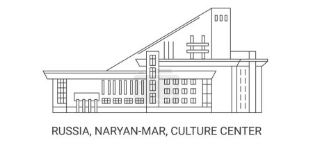 Illustration for Russia, Naryanmar, Culture Center, travel landmark line vector illustration - Royalty Free Image