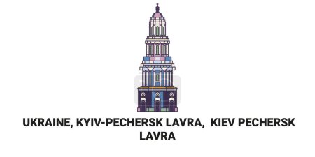 Illustration for Ukraine, Kiev, Kyivpechersk Lavra travel landmark line vector illustration - Royalty Free Image