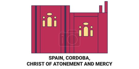 Illustration for Spain, Cordoba, Christ Of Atonement And Mercy travel landmark line vector illustration - Royalty Free Image