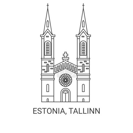 Ilustración de Estonia, Tallin viaje hito línea vector ilustración - Imagen libre de derechos