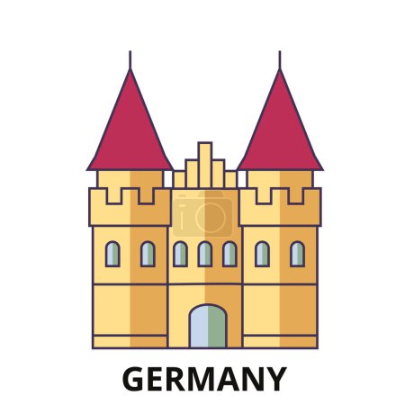 Ilustración de Alemania, Castillo de viaje hito línea vector ilustración - Imagen libre de derechos