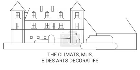 Illustration for France, The Climats, Museum Des Arts Dcoratifs travel landmark line vector illustration - Royalty Free Image