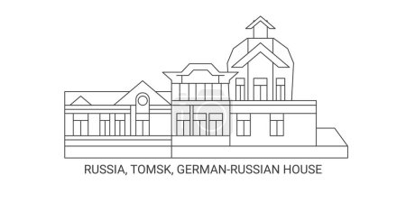 Téléchargez les illustrations : Russie, Tomsk, Allemagne Maison Voyage illustration vectorielle ligne historique - en licence libre de droit