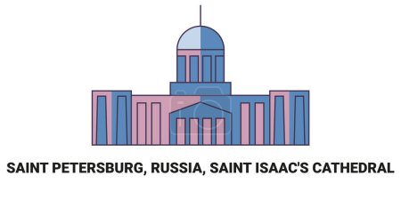 Illustration for Russia, Saint Petersburg, Saint Isaacs Cathedral, travel landmark line vector illustration - Royalty Free Image